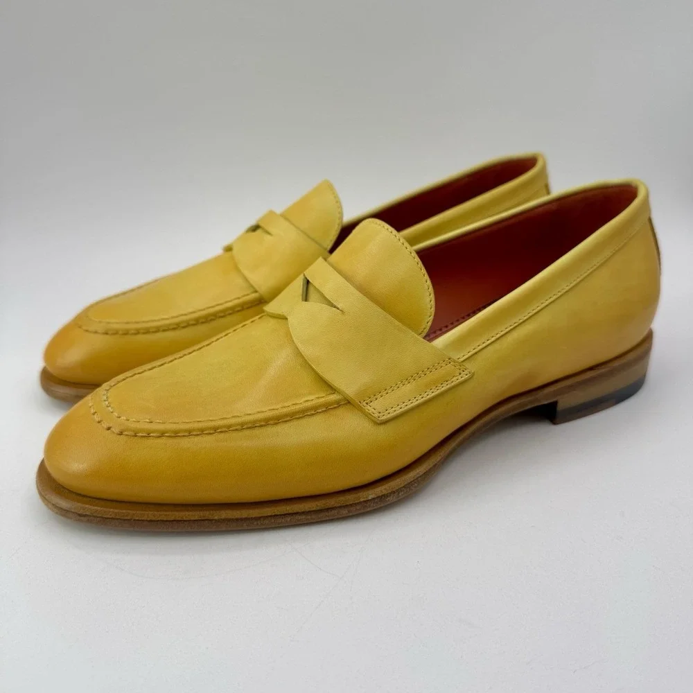 Santoni Famed Penny Loafers Women's Size 8 EU 38 Yellow‎ Ombre Italian Leather